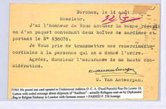 BELGIUM WW2 Germany Occ 1943 Card LISBON *OCA* UNDERCOVER ADDRESS Refugees WB251