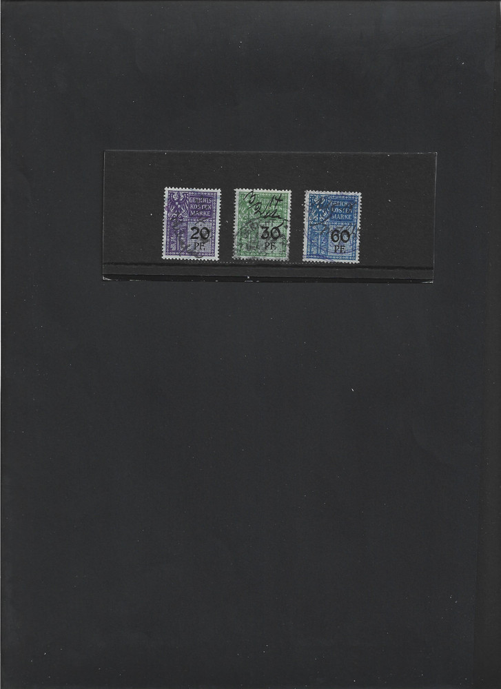 GERMANY REVENUE STAMPS „Gerichts Kosten Marke“ USED Court Fees 20, 30 & 60 PF.