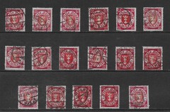 DANZIG SCOTT 177 20pf USED x 17 (B) – 1924 20pf CARMINE & RED COAT OF ARMS ISSUE