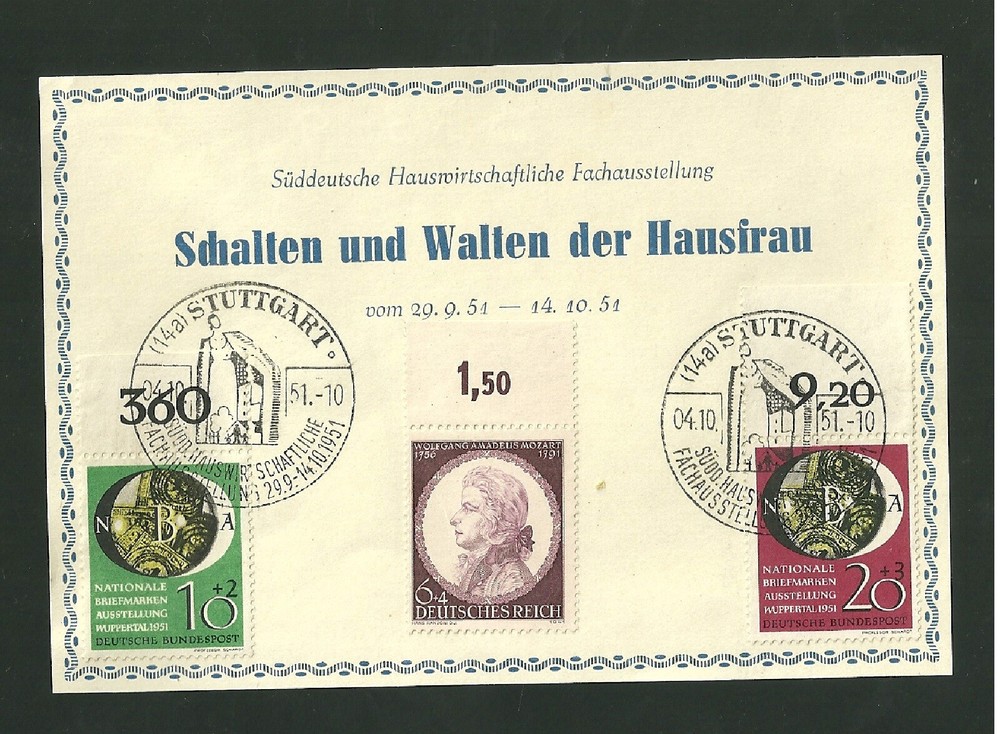 Germany Cover B200 B318 B319 Mozart Nationale Briefmarken Ausstellung Stamps