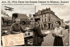 WWI German Feldpost 1916 Somme Cover Ammunition Column 37 to Werdau Saxony