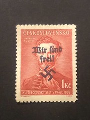 SUDETENLAND WWII-GERMAN OCC. Local ovpt REICHENBERG 1 Kc. MNH /s1 #226