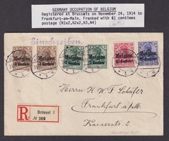 Germany WW1 Occupation of Belgium 1916-18 issue on registered cover