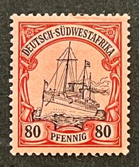 Travelstamps: GERMANY SOUTH WEST AFRICA STAMPS Kaiser’s Yacht 80pf MOGH UnWmk