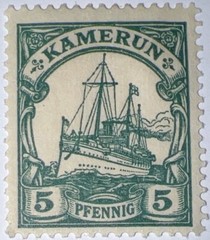 Travelstamps: Germany Kamerun Stamps 5pf Kaiser’s Yacht mint MOGH WMK