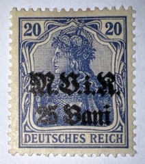 Travelstamps: 1917 Germany Romania Occu. OP Stamps MViR 25 Bani on 20 pf Mogh