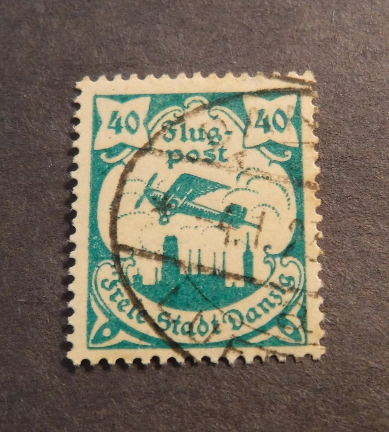 Scott#C10, 1921-22, 40 pf., Danzig Airmail Flug Post Used Stamp