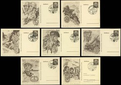 Stamp Day Mi# P242/01-07 Card Collection Special Postmarks WWII 1941 Germany