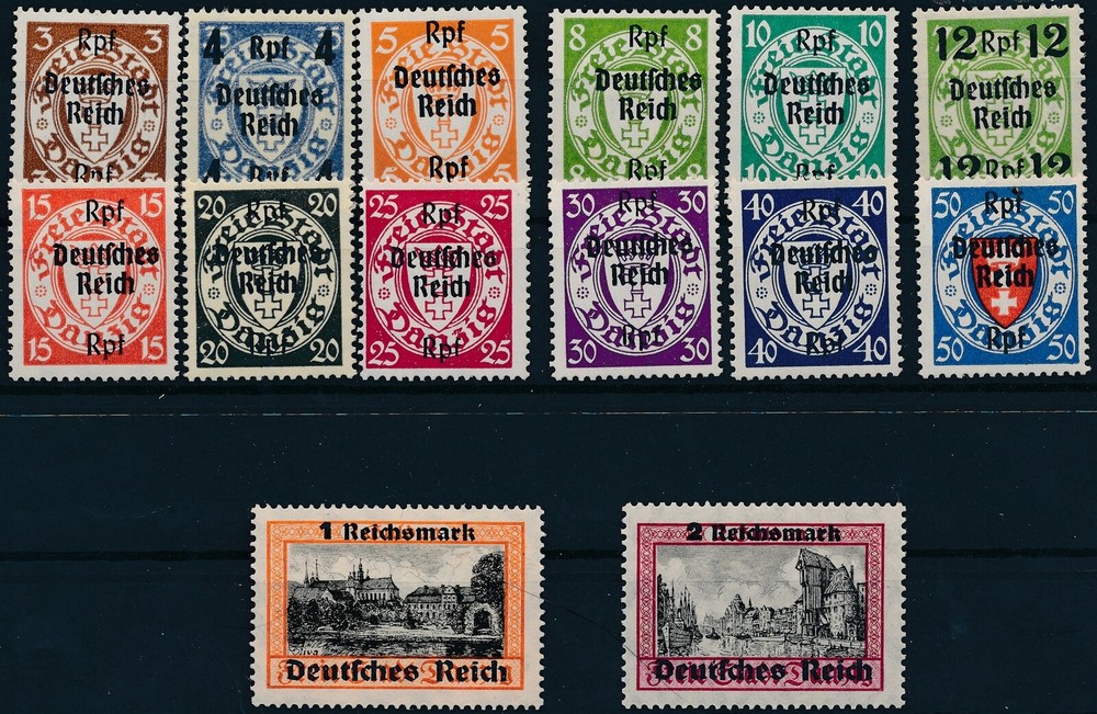 Stamp Germany Mi 716-29 1939 WW2 Reich Danzig Empire Port Poland Overprint MNH