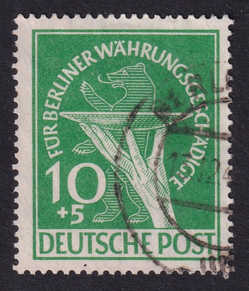 BERLIN 1949 Relief Fund 10pf+5pf Green SG B68 Used (CV £250)