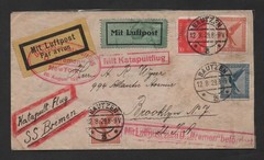 GERMANY TO US 1929 CATAPULT MAIL TRANSPORTED ON STEAMSHIP BREMEN AND AIRPLANE