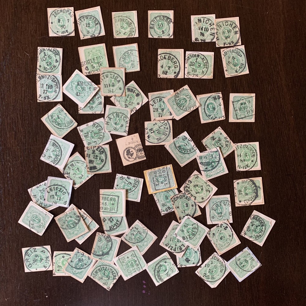 RESELLER LOT 1870’s 1880’s GERMANY 2-3 pf STAMPS ON PAPER, MANY NICE CANCELS #2