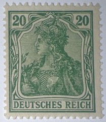 Travelstamps: 1920 Germany Stamps Scott #121 20PF Germania, Mint MNH OG