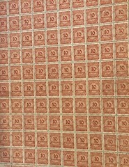 1923 WEIMAR REPUBLIC-GERMAN MILLIONEN STAMPS: 10 MILLION MARKS – FULL SHEET 100!