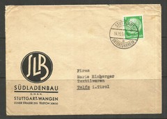 *OSBURGH – GERMANY. 1939. WW2. COVER. STUTTGART UNTERTURKHEIM. JLB – SUDLADENBAU