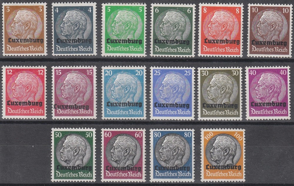 Stamp Germany Luxembourg Mi 01-16 Sc N1-16 1940 WW2 3rd Reich War Occupation MNH