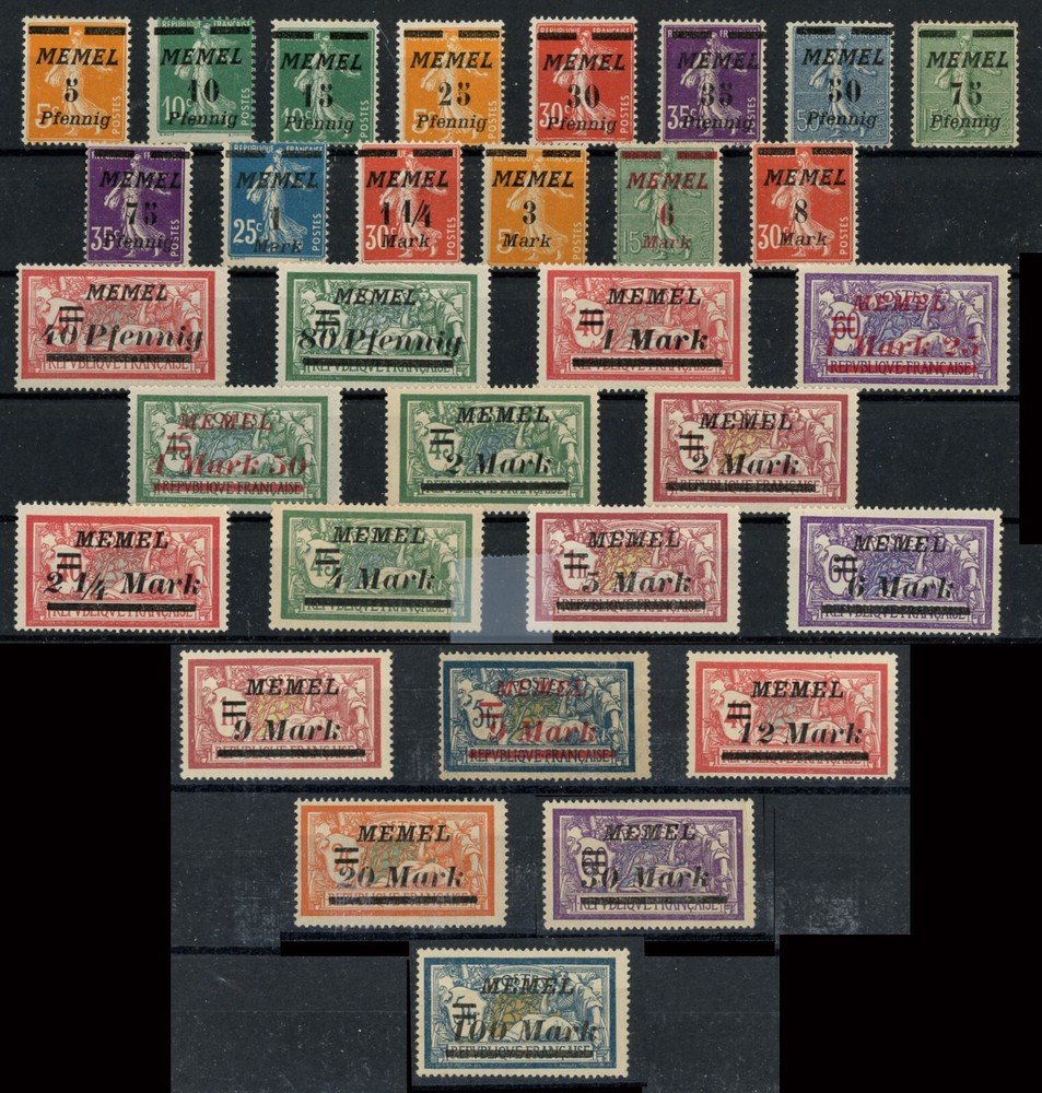 Memel Short Set 31 Stamps of France Surcharged Series 1922 (50-92) MH (MM47))