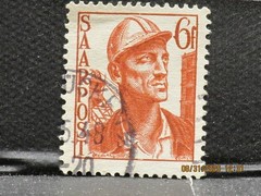 The listing is:(1)1948 Saarland Steel Workers Germany Stamp-LH-6f