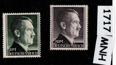 MNH stamps 1RM & 2RM Perf 14.0 side by side WWII Germany Sc 524 & 525 #1717