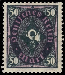 GERMANY 184 – Numeral and Post Horn „1921 Dark Green and Violet“ (pc13508)