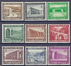 Germany Third Reich 1936 Mi# 634-642 MH Winter Relief Fund Modern Buildings *