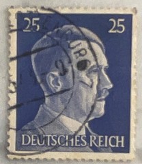 Deutsches Reich Germany & Colonies 25 Blue Portrait Postage Stamp Used