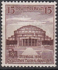 Stamp Germany Mi 665-8 Sc 486-9 1938 Third Reich Gymnastics Sports Breslau MNH