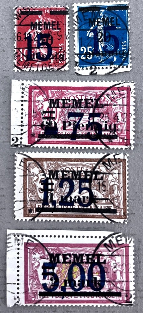Memel 43-44, 47-49 / 1921-1922 Stamps Surcharged in Dark Numbers / Used