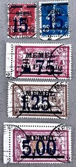 Memel 43-44, 47-49 / 1921-1922 Stamps Surcharged in Dark Numbers / Used