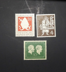GERMANY 1954 COMMEMORATIVE STAMP YEAR SET/LOT OF 3 SCOTT #722-#724 MNH