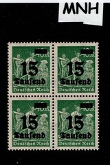 MNH stamp block Overprint 15K over 40Mk Scott #243 Weimar German Republic 1923