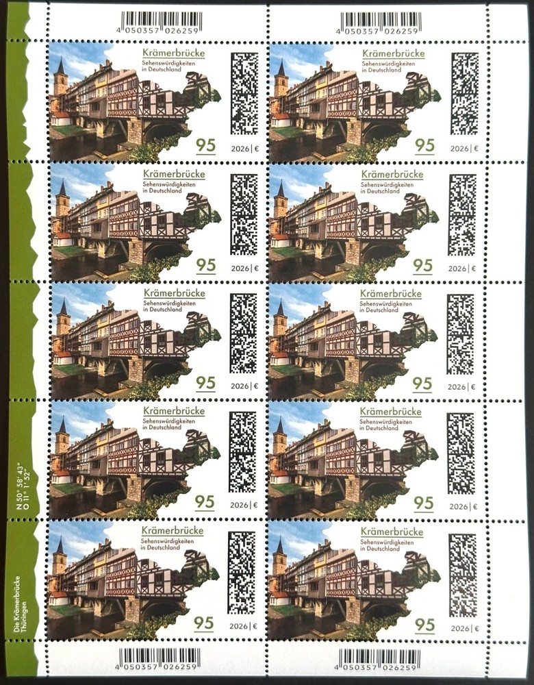 FEDERAL REISSUES APRIL 2026 SELECTION SHEET Mi. 3961-3962 3964 / SHEET GERMANY NEW