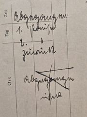 WWII German Administrative Card Fragment With Handwritten Entries & Map Grid