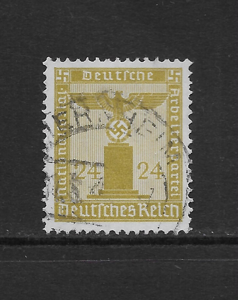 GERMANY SCOTT S9 USED VF – 1938 24pf CITRON FRANCHISE ISSUE (A)
