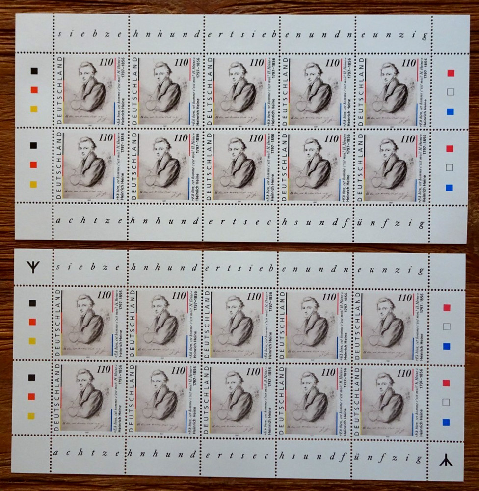 Federal KB No. 1962 I+II Clean Mint KB Frg Sheetlet With And Without Rune
