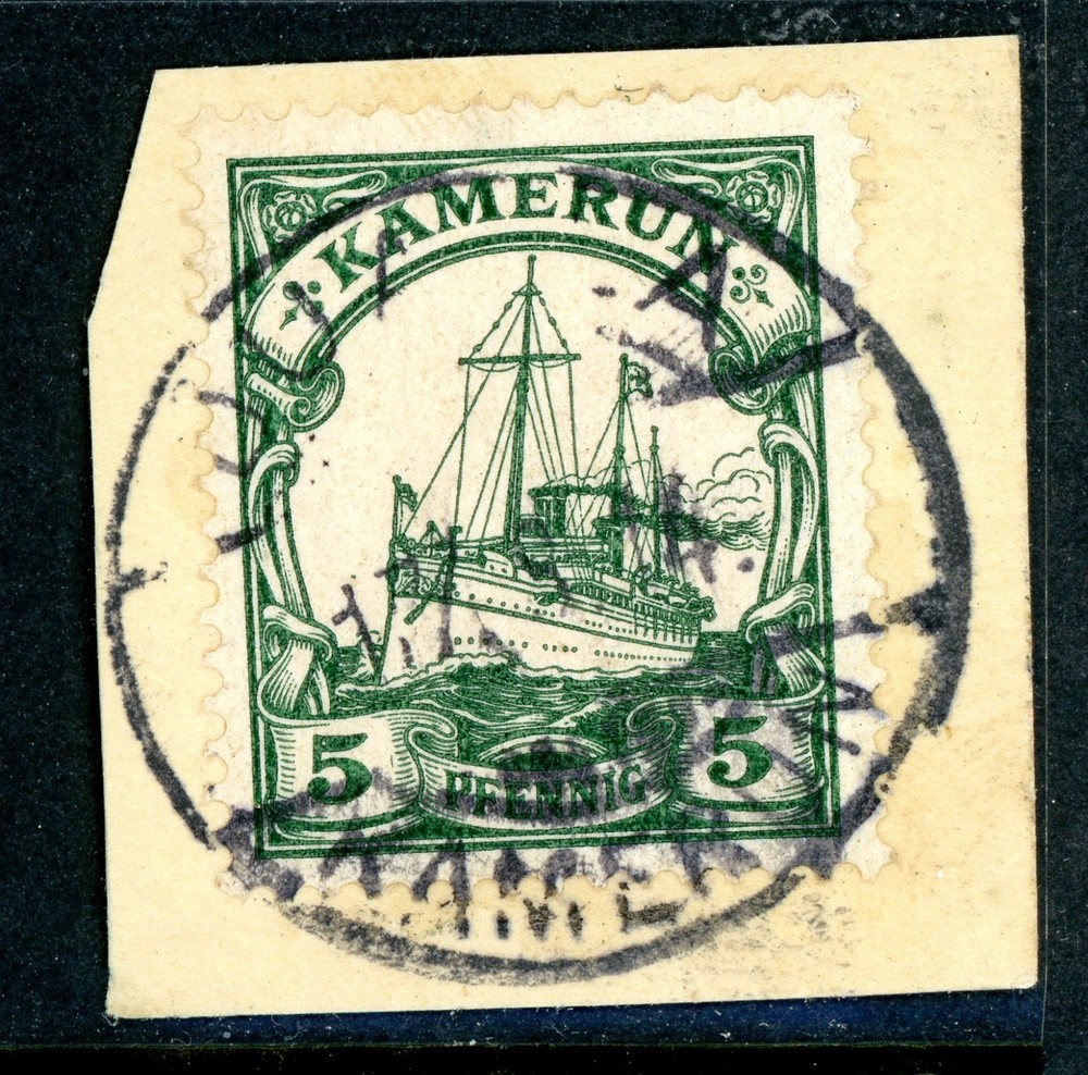 Germany 1905 Cameroon Kamerun 5pf Green Yacht Scott #21 VFU Y6