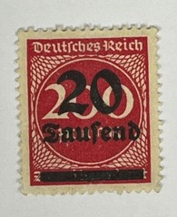 Germany / Deutsches Reich 5 Saufend Stamp – Overprint Surcharge (Mint) X32