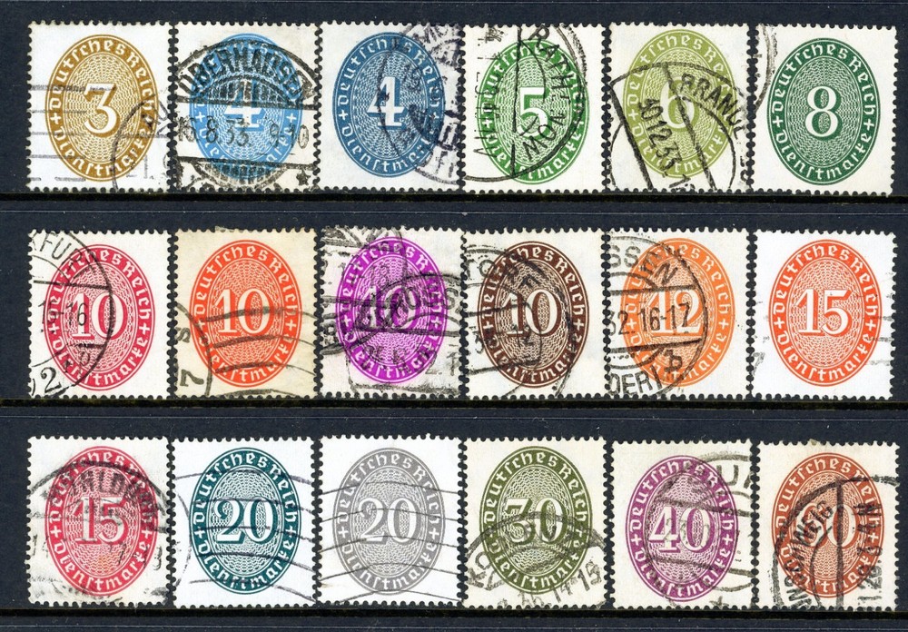 Stamps Germany, Scott # O62-O79 used, complete set