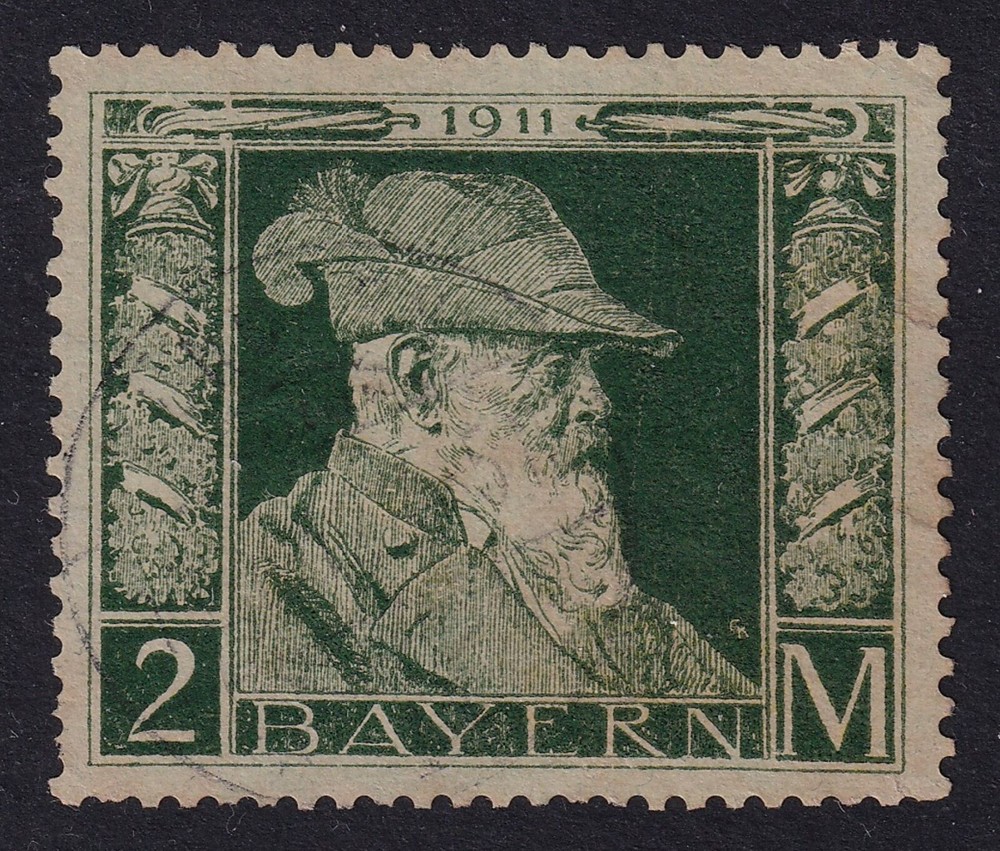 BAVARIA 1911-13 Luitpold 2m Green/Green Type I SG 149 Used (CV £100)