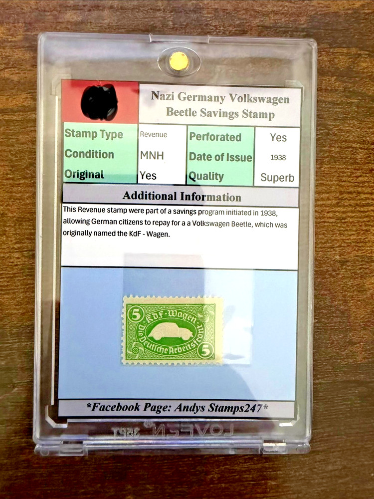 Extremely Rare, Nazi Germany, Third Reich, Volkswagen Beetle Savings Stamp