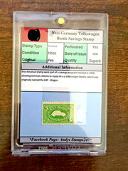 Extremely Rare, Nazi Germany, Third Reich, Volkswagen Beetle Savings Stamp