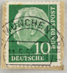 GERMANY ~ Deutrche/Bundespost ~ 10 Saufend ~ Cancelled/Posted ~ c.1954 ~ B307