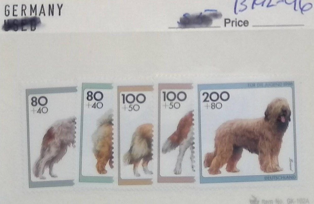 Germany Semi-Postal Dogs Stamps 80+40 80+40 100+50 200+80 Multi-Color Used