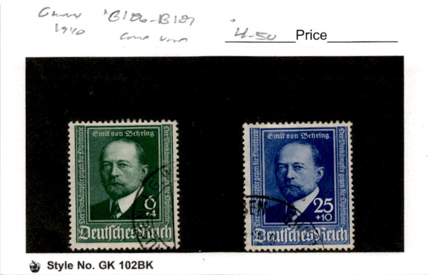 Germany, Postage Stamp, #B186-B187 Used, 1940 von Behring (AL)