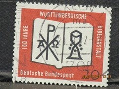 The listing:(1)1962 Deutsche Württemberg Bible Inst. 20 Pfennig Postage Stamp-LH