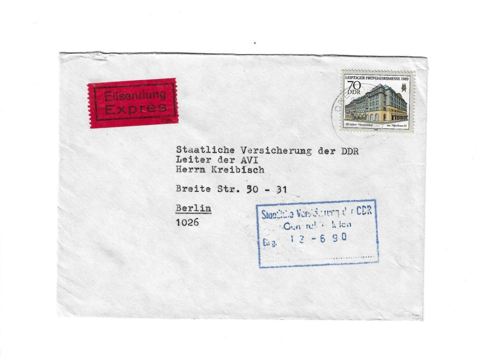 GERMANY Express Cover sent from Dresden to Berlin- Backstamps including bahnpost