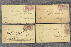 1880s Württemberg to USA Covers Lot x4 Stuttgart Ravensburg 10Pf Pairs Transatla