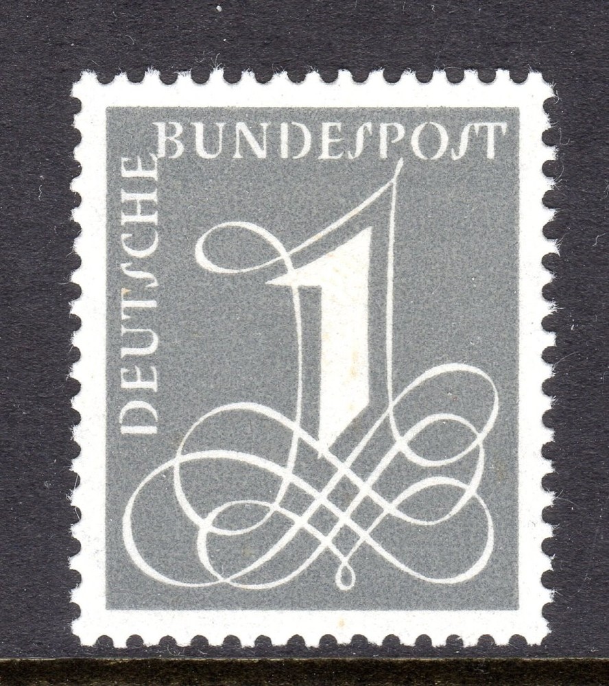 Germany Scott # 737 VF MNH 1963 1 Pfg Numeral on Fluorescent Paper