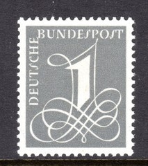 Germany Scott # 737 VF MNH 1963 1 Pfg Numeral on Fluorescent Paper