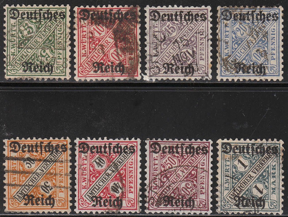 Stamp Germany Official Mi 057-64 Sc O176-83 1920 Dienst Reich Wurttemberg Used